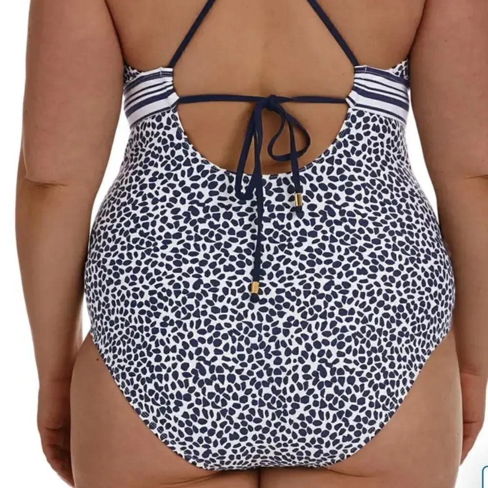 La Blanca 16W Apulio Mio Indigo High Neck One-Piece Swimsuit